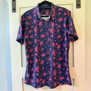 William Murray Golf Navy Floral Button-Up